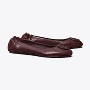 Nib Tory Burch Minnie Leather Ballet Flats - PLUM